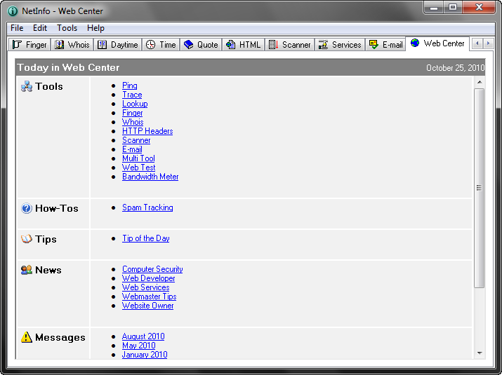 Web Center Screenshot